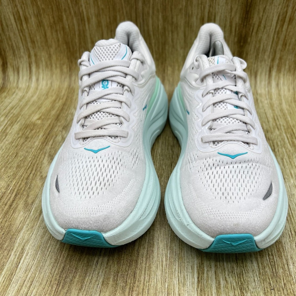 Hoka One One Bondi 9 Women's Size 7.5 White Blue Running Shoes 1162012 FTCL - Picture 2 of 10